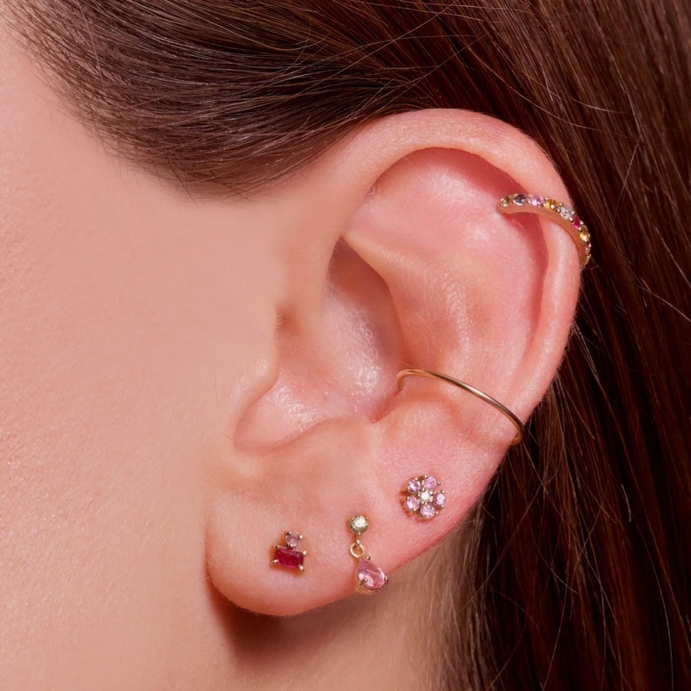 🌺STONE AND STRAND 10k Solid Gold Pink Stud Piercing - Picture 6 of 6